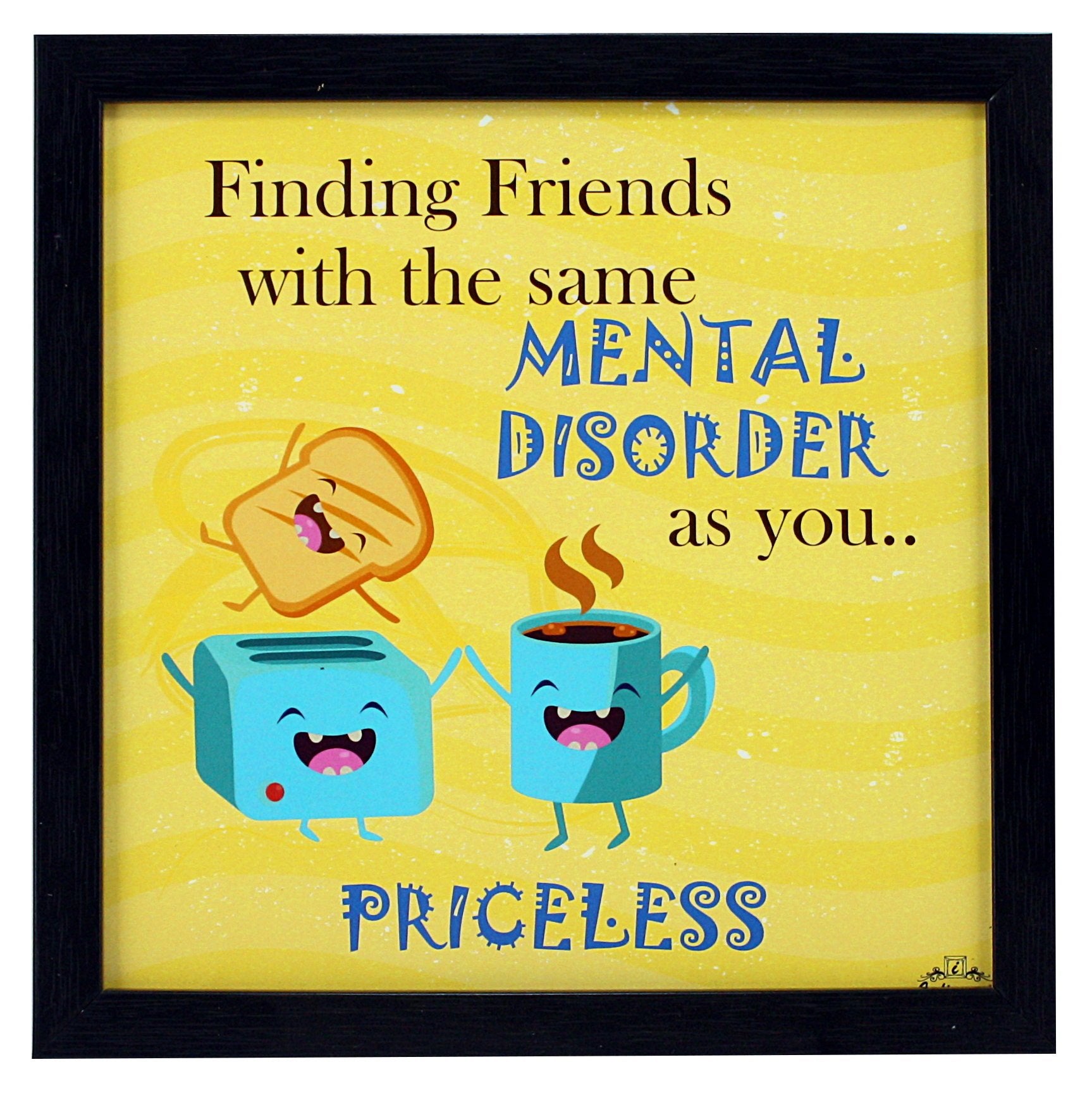 Indianara Motivational Quote Framed Wall Hanging Laminated Painting, 9.5 Inch X 9.5 Inch, Multi, Set Of 4 (Style 3)